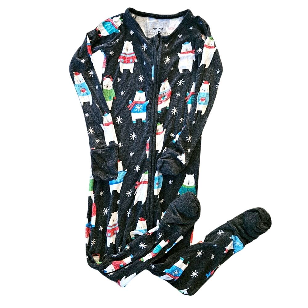 Little Sleepies Polar Bears Charcoal Bamboo Lunaluxe Zippy Sleeper Pajamas 3T